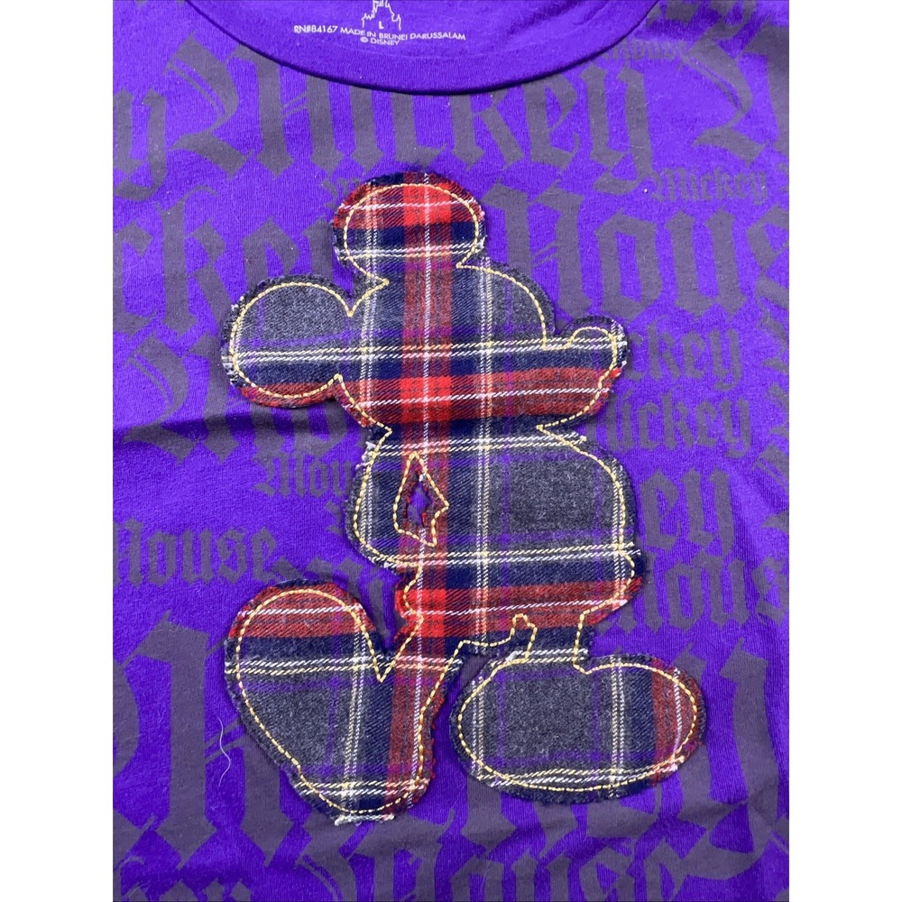 Disneyland Resort Walt Disney World Plaid Mickey Mouse Purple T-Shirt Womens LRG - Picture 2 of 8